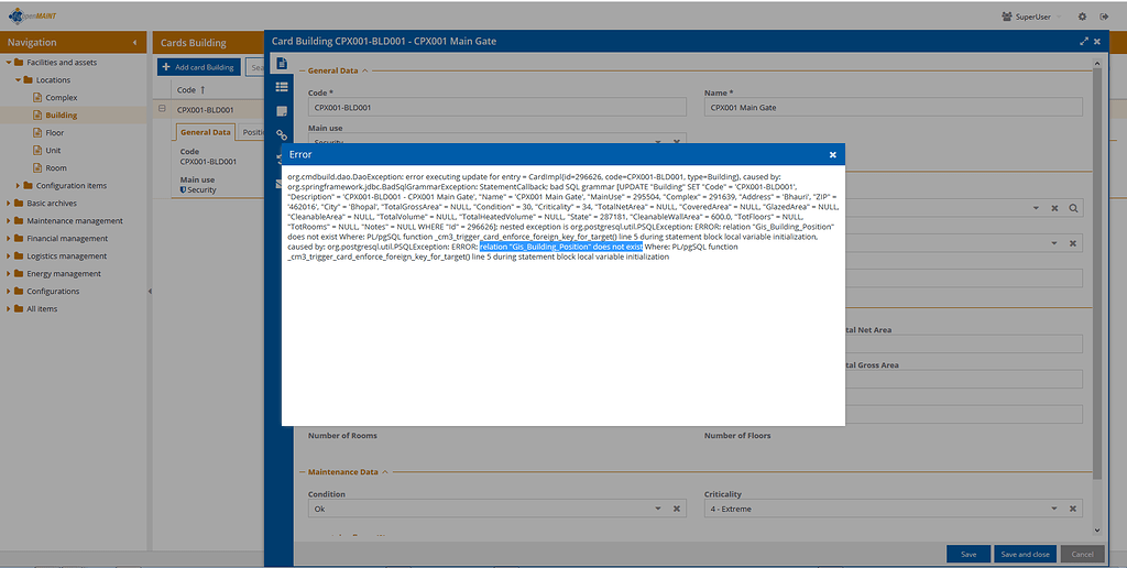Relation "Gis_Building_Position" does not exist - Configurations ...